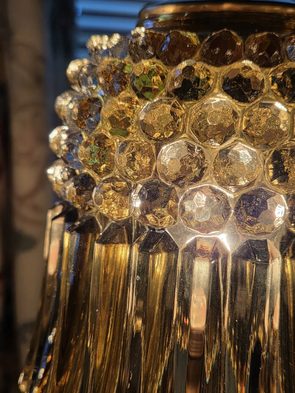 2 Antique Murano?  Hobnail Fairylamp Bedside Tablelamps